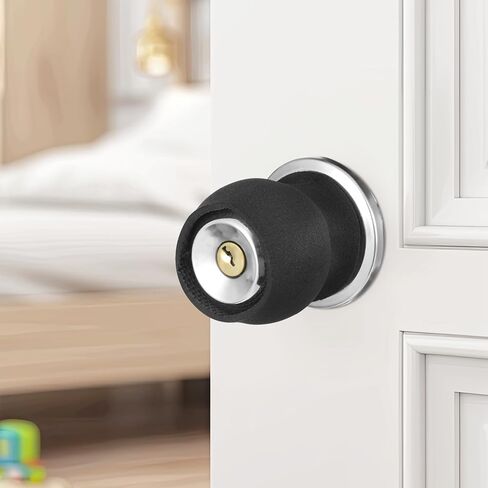 4 Pcs Black Rubber Doors Knob Cover Cushion Reusable Door Handle Covers Anti-Scald and Antifreeze Doors Handle Protector Nonslip Door Handles Grip Doorstop Knob Wall Protector for Summer and Winter in Kuwait