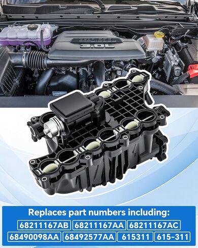 68492577AA Intake Manifold with Actuator Compatible with Jeep Grand Cherokee 2014-2019, Ram 1500 3.0L V6 Diesel 2014-2018, Cherokee 2014-2019, Replace# 68211167AA 68211206AC 68535767AA in Saudi Arabia