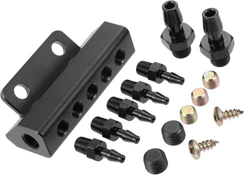 Universal Vacuum Manifold Kit 1/8" Ports 1/2" Interfaces Block Intake Manifold for Car Fuel Gas Wastegate Turbo Boost Replace Parts in Kuwait