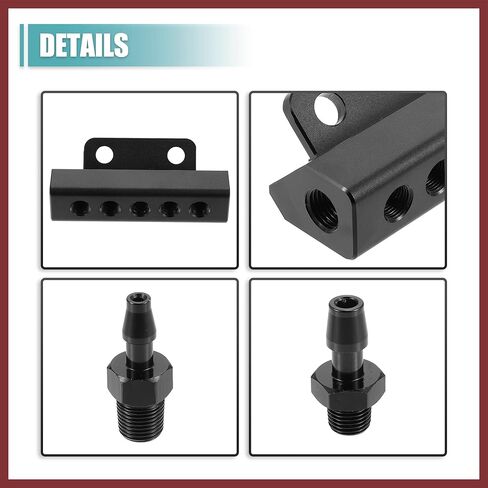 Universal Vacuum Manifold Kit 1/8" Ports 1/2" Interfaces Block Intake Manifold for Car Fuel Gas Wastegate Turbo Boost Replace Parts in Kuwait