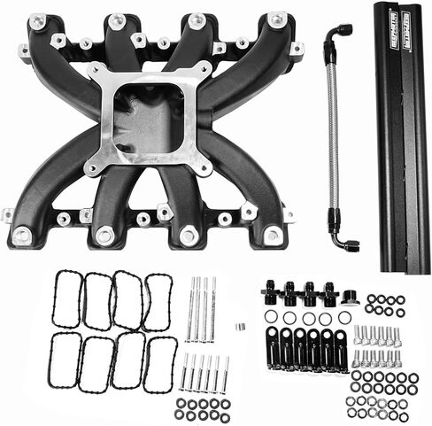 EFI Single Plane Mid-Rise Intake Manifold GM LS3 L92 Rectangle Port with Fuel Rail (Satin) in Saudi Arabia