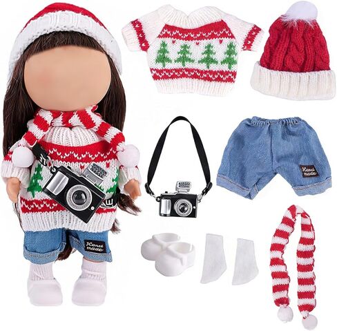 9.5 Inch Doll Clothes, Doll Outfits with Velcro for Easy Dress Up, Doll Accessories Set Includes Headpiece, Shoes, Jumpsuit, Dress, Top, Pants, Headband, Socks–Fits 24cm Doll in Saudi Arabia