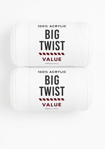 مجموعة خيوط Big Twist Value مكونة من قطعتين - بيضاء 100% أكريليك، 6oz شلات (380 ياردة لكل منها) in Kuwait