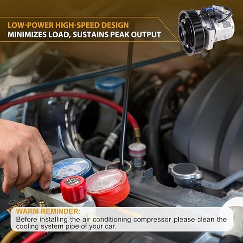 A/C Compressor with Clutch Compatible with 2011-2017 Freightliner Cascadia 12.8L, 14.8L, 15.6L (with DD13 DD15 Engine), Ref.2265771000, 22-65771-000 in Kuwait