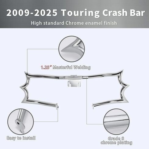 Crown Engine Guard Crash Bar Flat Out Bar for Harley Touring 2009-2025 Street Glide Road King Electra Glide Ultra Limited Trike,Chrome【 Does not fit Road Glide Models】 in Saudi Arabia
