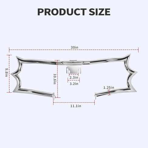 Crown Engine Guard Crash Bar Flat Out Bar for Harley Touring 2009-2025 Street Glide Road King Electra Glide Ultra Limited Trike,Chrome【 Does not fit Road Glide Models】 in Kuwait