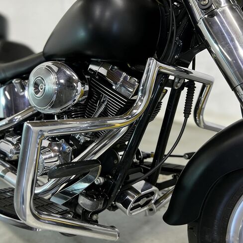 شريط تحطم محرك الدراجة النارية MZS متوافق مع 2000-2017 Softail FLST FLS Heritage Deluxe Fat Boy Springer Classic Slim، 1.25 بوصة إطار أمامي لشريط الطريق السريع من الكروم in Saudi Arabia