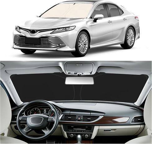 59×31 Inch Foldable Car Windshield Sun Shade,Thickened Car Sun Shade Windshield for Blocking Sunlight & Heat,Cars Windshields Cover Suns Shades with Storage Bag for Cars,SUVs in Kuwait
