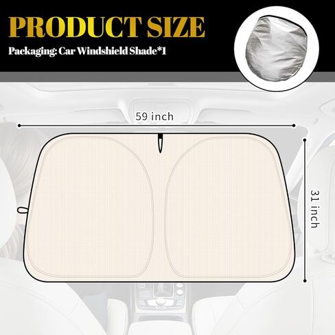 59×31 Inch Foldable Car Windshield Sun Shade,Thickened Car Sun Shade Windshield for Blocking Sunlight & Heat,Cars Windshields Cover Suns Shades with Storage Bag for Cars,SUVs in Kuwait