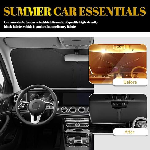59×31 Inch Foldable Car Windshield Sun Shade,Thickened Car Sun Shade Windshield for Blocking Sunlight & Heat,Cars Windshields Cover Suns Shades with Storage Bag for Cars,SUVs in Kuwait