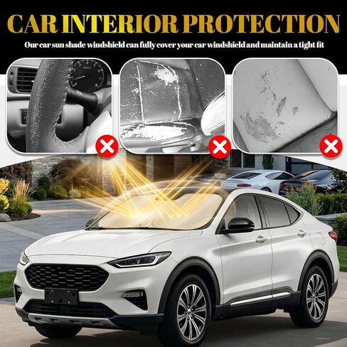 59×31 Inch Foldable Car Windshield Sun Shade,Thickened Car Sun Shade Windshield for Blocking Sunlight & Heat,Cars Windshields Cover Suns Shades with Storage Bag for Cars,SUVs in Kuwait