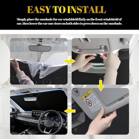 59×31 Inch Foldable Car Windshield Sun Shade,Thickened Car Sun Shade Windshield for Blocking Sunlight & Heat,Cars Windshields Cover Suns Shades with Storage Bag for Cars,SUVs in Kuwait