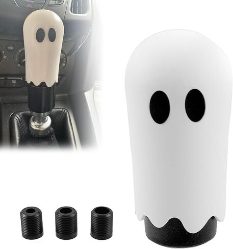 RYANSTAR RACING Dazed Ghost Gear Shift Knob Weighted Aluminum Manual Shifter Knob with M8 M10 M12 Adapters Universal Fit for Manual Transmission Cars,Funny Spooky Car Interior Accessory White in Kuwait