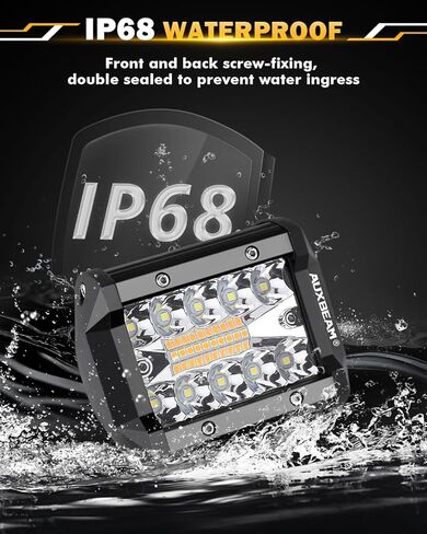 Auxbeam 4 Inch LED Pods, 120W Amber White Dual Color Offroad Lights Spot Flood Combo 6 Modes Flashing Strobe Fog Light Bar Auxiliary Driving Lights for Truck ATV UTV Jeep Wrangler in Kuwait