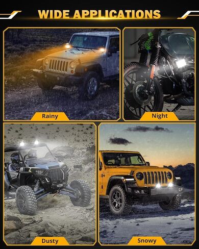Auxbeam 4 Inch LED Pods, 120W Amber White Dual Color Offroad Lights Spot Flood Combo 6 Modes Flashing Strobe Fog Light Bar Auxiliary Driving Lights for Truck ATV UTV Jeep Wrangler in Kuwait