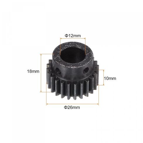 uxcell 1Mod 24T Pinion Gear 12mm Bore Hardened Steel Motor Rack Spur Gear with Step for RC Car Truck Buggy Gear Drive, 2 Set in Kuwait
