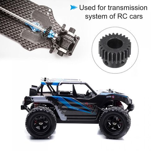 uxcell 1Mod 24T Pinion Gear 12mm Bore Hardened Steel Motor Rack Spur Gear with Step for RC Car Truck Buggy Gear Drive, 2 Set in Kuwait