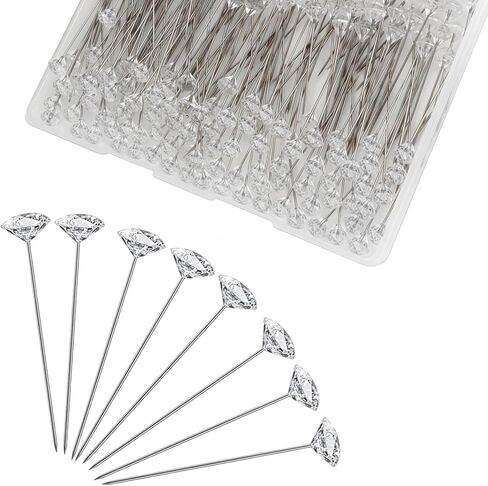 200 PCS Corsage Boutonniere Pins, 1.5 Inch Clear Diamond Head Pins Straight Flower Pins for DIY Crafts Jewelry Making Sewing Wedding Flower Decorations in Saudi Arabia