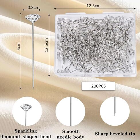 200 PCS Corsage Boutonniere Pins, 1.5 Inch Clear Diamond Head Pins Straight Flower Pins for DIY Crafts Jewelry Making Sewing Wedding Flower Decorations in Saudi Arabia