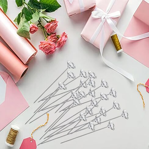 200 PCS Corsage Boutonniere Pins, 1.5 Inch Clear Diamond Head Pins Straight Flower Pins for DIY Crafts Jewelry Making Sewing Wedding Flower Decorations in Saudi Arabia