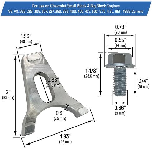 SBC BBC Distributor Hold Down Clamp Replacement for Chevy Small Block & Big Block - V6, V8, 350, 327, 283, 383, 307, 305, 400, 454, 5.7L, 4.3L, HEI, 1955-Current in Kuwait