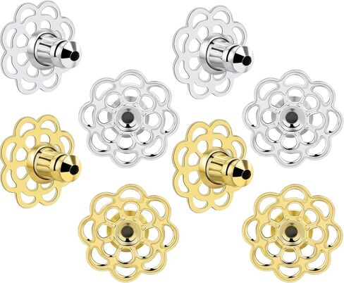 8 PCS Earring Backs for Droopy Ears, Earring Lifters for Droopy Ears, Flower Shape Earring Support Backs for Heavy Earrings, Secure Locking Design for Stud Earrings, 8-Piece Set in Gold and Silver in Saudi Arabia