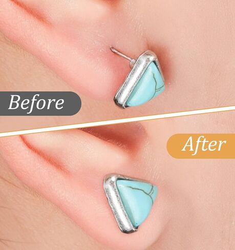 8 Pcs Earring Lifters for Droopy Ears, Silicone & Metal Earring Backs Lifters Support for Heavy Earrings, Ear Lobe Back Supports Locking Design (Gold 4 Pair) in Kuwait
