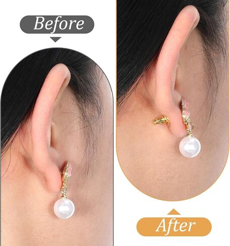 8 Pcs Earring Lifters for Droopy Ears, Silicone & Metal Earring Backs Lifters Support for Heavy Earrings, Ear Lobe Back Supports Locking Design (Gold 4 Pair) in Kuwait