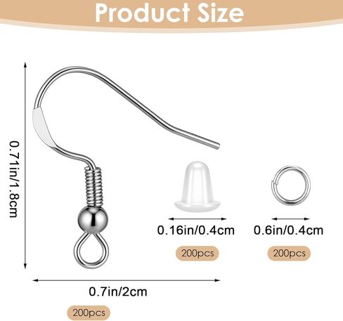 Silver Earing Making Supplies Kit, 600Pcs Earring Hooks Earring Backs Jump Rings Jewelry Hooks Fish Hook Earrings for DIY Jewelry Making Supplies Earrings Parts in Kuwait