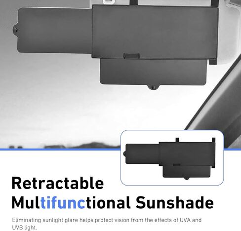 Sun Visor Extender for Car, Adjustable Car Visor Extender Sun Blocker, Clip-On Visor Extension Attachment for Car Visor, Anti-Glare Side Sun Blocker for Car Truck SUV (Black) in Kuwait