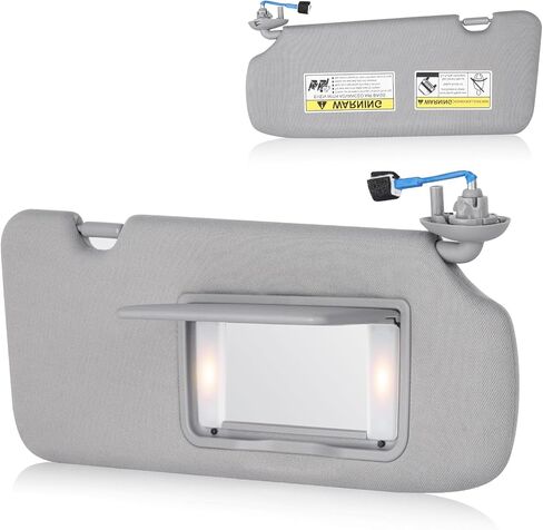 Right Passenger Side Sun Visor with Light Fit for Honda CRV 2017 2018 2019 2020 2021 2022, Replaces for 83230TLAA12ZB Gray in Kuwait