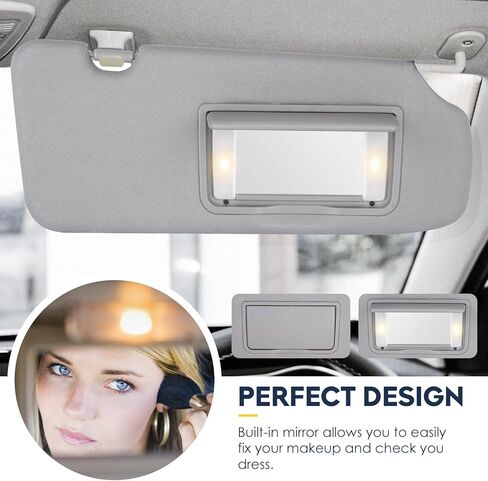 Right Passenger Side Sun Visor with Light Fit for Honda CRV 2017 2018 2019 2020 2021 2022, Replaces for 83230TLAA12ZB Gray in Kuwait