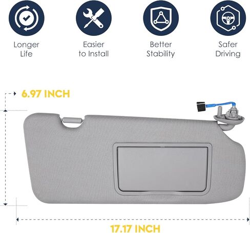 Right Passenger Side Sun Visor with Light Fit for Honda CRV 2017 2018 2019 2020 2021 2022, Replaces for 83230TLAA12ZB Gray in Kuwait