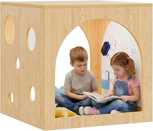 Kids Cube Cozy Corner with Portholes, Montessori Calm Down Corner & Reading Nook with Soft Rest Mat, Safe Space Classroom Furniture for Homeschool & Daycare in Saudi Arabia