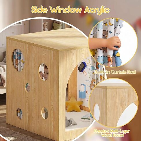 Kids Cube Cozy Corner with Portholes, Montessori Calm Down Corner & Reading Nook with Soft Rest Mat, Safe Space Classroom Furniture for Homeschool & Daycare in Saudi Arabia