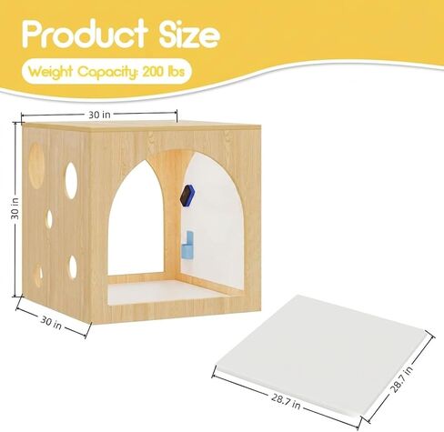 Kids Cube Cozy Corner with Portholes, Montessori Calm Down Corner & Reading Nook with Soft Rest Mat, Safe Space Classroom Furniture for Homeschool & Daycare in Saudi Arabia