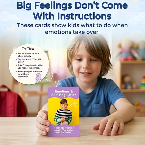 QUOKKA ADHD Tools for Kids – Emotional Regulation Tools for Kids in a Fun Flashcards Deck – Big Feelings Support, Focus Activities, Social Skills & Impulse Control Cards for Home or Classroom in Kuwait