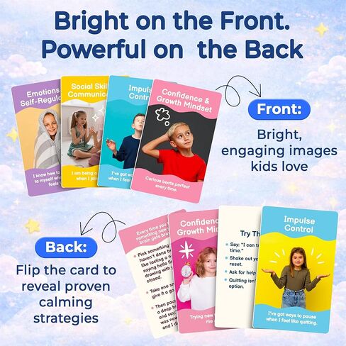 QUOKKA ADHD Tools for Kids – Emotional Regulation Tools for Kids in a Fun Flashcards Deck – Big Feelings Support, Focus Activities, Social Skills & Impulse Control Cards for Home or Classroom in Kuwait