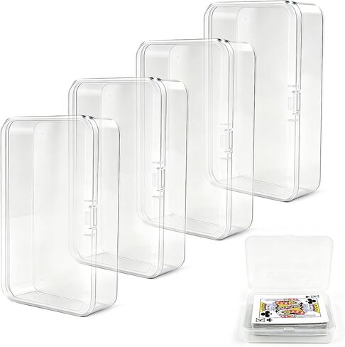 Blank Card Case, 4 Pack Clear Plastic Card Deck Box , Unbreakable, Highly Transparent , Snap-Button Design for Easy Access , Compact Playing Card Storage Box for Trading Cards, Business Cards & More in Kuwait