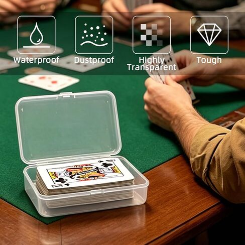 Blank Card Case, 4 Pack Clear Plastic Card Deck Box , Unbreakable, Highly Transparent , Snap-Button Design for Easy Access , Compact Playing Card Storage Box for Trading Cards, Business Cards & More in Kuwait