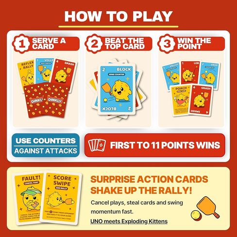 The Pickleball Card Game, Pickleball Gift for Men, Women & Players, Fast-Paced Off-Court Party Game for Game Night, Easy to Learn, 2 or 4 Players, 15-20 Minute Gameplay in Saudi Arabia