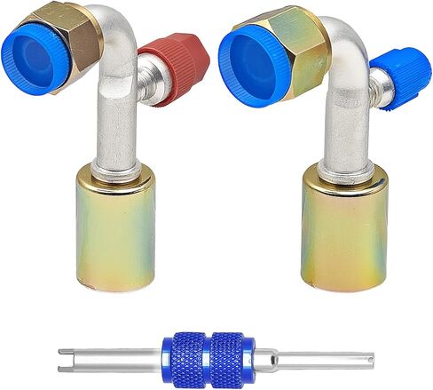 90 Degree A/C Hose Fittings, #8#10 90°Beadlock AC Line Adapter with R134A High and Low Pressure Valve, #8#10 Automatic Air Conditioning Hose Fittings for Car,Turck,Van and RV in Saudi Arabia
