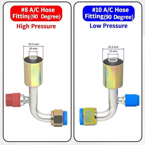 90 Degree A/C Hose Fittings, #8#10 90°Beadlock AC Line Adapter with R134A High and Low Pressure Valve, #8#10 Automatic Air Conditioning Hose Fittings for Car,Turck,Van and RV in Saudi Arabia