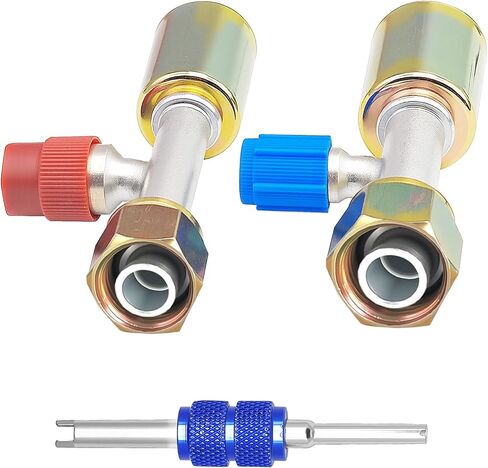 90 Degree A/C Hose Fittings, #8#10 90°Beadlock AC Line Adapter with R134A High and Low Pressure Valve, #8#10 Automatic Air Conditioning Hose Fittings for Car,Turck,Van and RV in Saudi Arabia