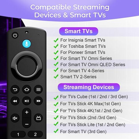 Replacement Remote Control Compatible with Fire Smart TV Stick 4K(1st/2nd Gen), TV Stick (2nd Gen/3rd Gen/Lite/4K Max), FireStick Remote for Smart TV 3rd Gen & Cube with Voice Controller in Saudi Arabia