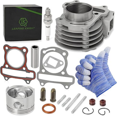 LEAPING KNIGHT GY6 80cc 50mm Cylinder Kit with Piston Ring Gasket Spark Plug,Top End Rebuild Kit for 139QMA 139QMB TAOTAO JONWAY ZNEN Roketa ATV Moped Go-Kart,High Performance Powersports Engine Kits in Kuwait