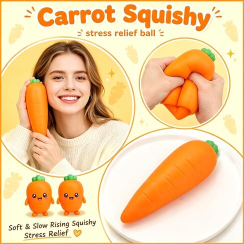 Carrot Squishy, Squishy Carrot Realistic Model , Stress Relief Toy, Moldable Slow Rise for Stress Relief Anxiety Sensory Gifts for Adults in Kuwait