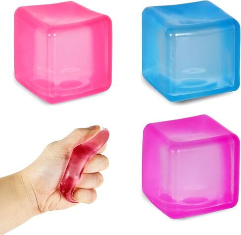 Maltose Squishy Stress Relief Toys, Translucent Squeeze Ice Cube Fidget Toys, Slow Rising Sensory Stress Balls for Anxiety Relief, Durable TPR Calm Down Toys (1, Blue, 1.38inch) in Saudi Arabia