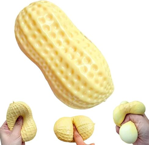 Peanut Squishy Peanut Shape Stress Relief Squeeze Fidget Toys, Soft Anxiety Relief Hand Grip Decompression Ball, Soft Squeeze Decompression Dough for Adults Office Desk Decor in Kuwait
