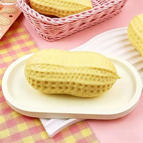 Peanut Squishy Peanut Shape Stress Relief Squeeze Fidget Toys, Soft Anxiety Relief Hand Grip Decompression Ball, Soft Squeeze Decompression Dough for Adults Office Desk Decor in Kuwait
